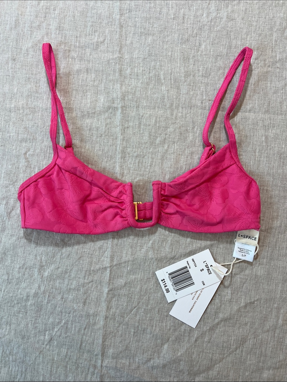 l*space Hot Pink Peyton Bikini Top Cosmo. Size S. NWT